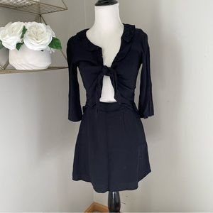 {abercrombie & fitch} black tie front mini dress